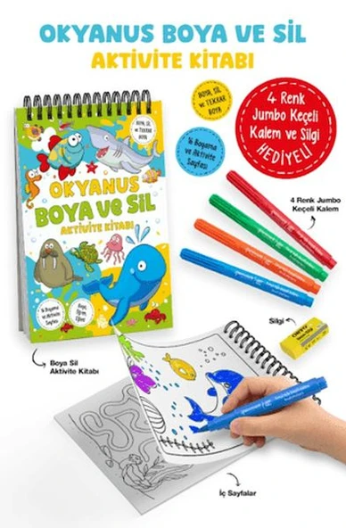 Okyanus - Boya ve Sil Aktivite Kitabı / 3 Yaş + ürün görseli 1