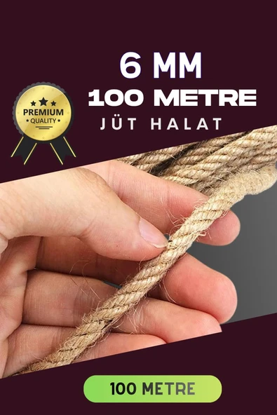 6 MM 100 Metre Jüt Halat Dekoratif Hasır İp Urgan Süs ürün görseli 1