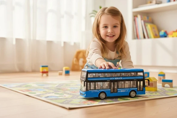 WY912B PİLLİ SESLİ ÇİFT KAT OYUNCAK OTOBÜS ürün görseli 1