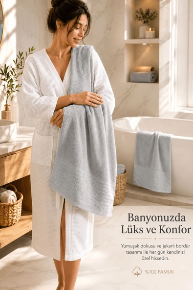 2'li Büyük Boy Banyo Havlusu 90x150 Cm %100 Pamuk Siena Collection 650 Gr ürün görseli 1