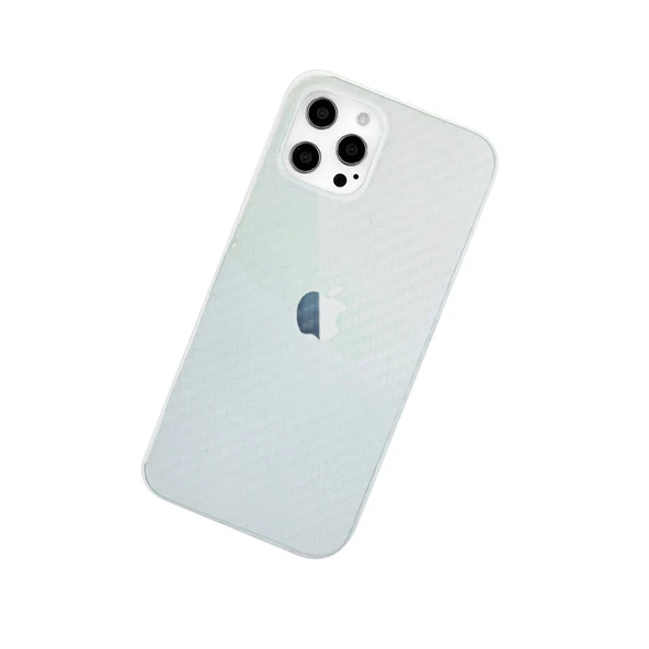İphone 12 Pro Max Kılıf Karbon Pp Silikon - Şeffaf - Resim 3