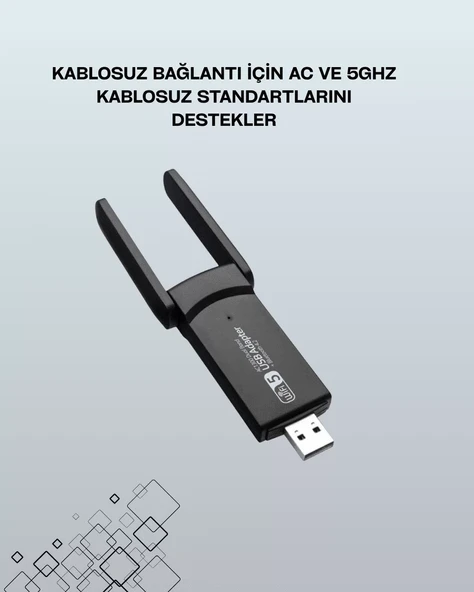 USB WiFi Adaptör - 1200 Mbps Hız - Resim 2