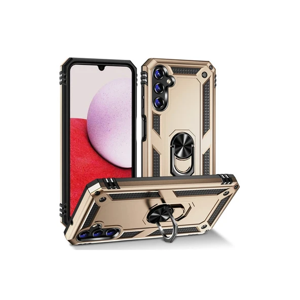 Samsung Galaxy A04s Kılıf Sofya Yüzüklü Silikon Kapak - Gold ürün görseli 1
