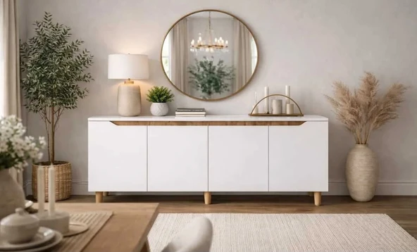 Pema Home %100 MDF KONSOL ÇOK AMAÇLI DOLAP VİTRİN ürün görseli 1