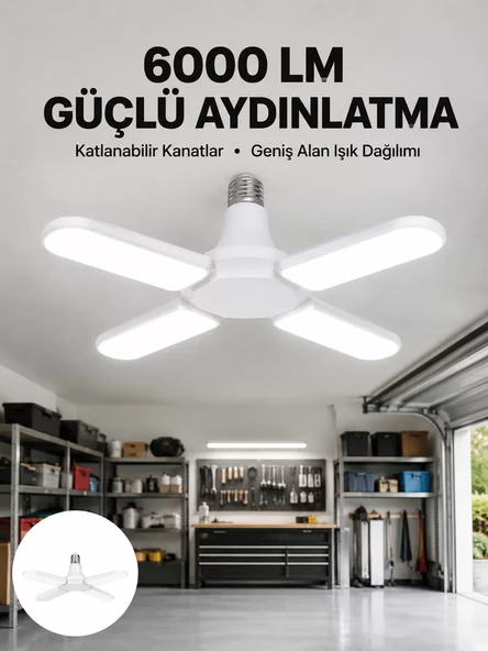 Enerji Tasarruflu LED Ampül 60 Watt 4 Kollu Beyaz Işık Yeni Nesil ürün görseli 1