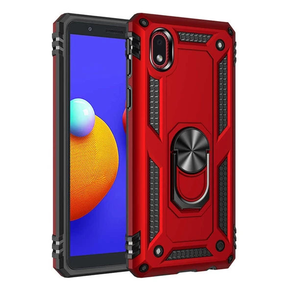 Samsung Galaxy A01 Core Kılıf Sofya Yüzüklü Silikon Kapak - Kırmızı ürün görseli 1