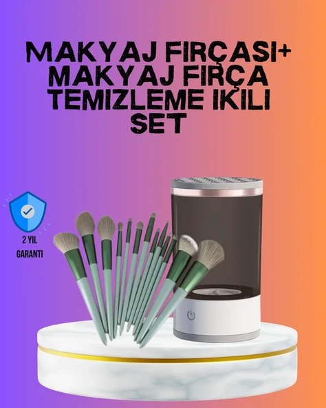USB Şarjlı Makyaj Fırçası Temizleyici + Profesyonel Fırça Seti ürün görseli 1