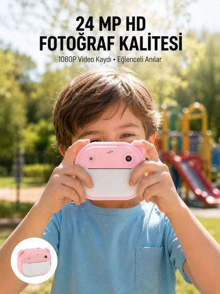 Anında Baskı Özellikli Şipşak Kamera 24MP HD Çift Lensli ve 32GB Hafızalı ürün görseli 1