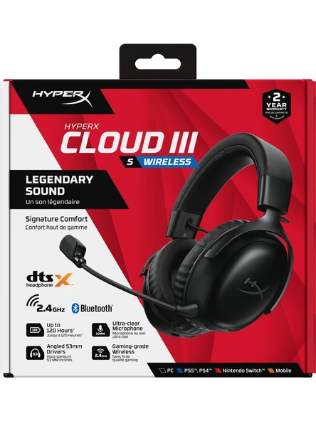 HyperX Cloud Iıı S  Çoklu Platform Için Kablosuz Oyun Kulaklığı, 2,4 Ghz, Bluetooth, 120 Saate Kadar Pil Ömrü 2,4 Ghz / 200 Saat (OUTLET) ürün görseli 1