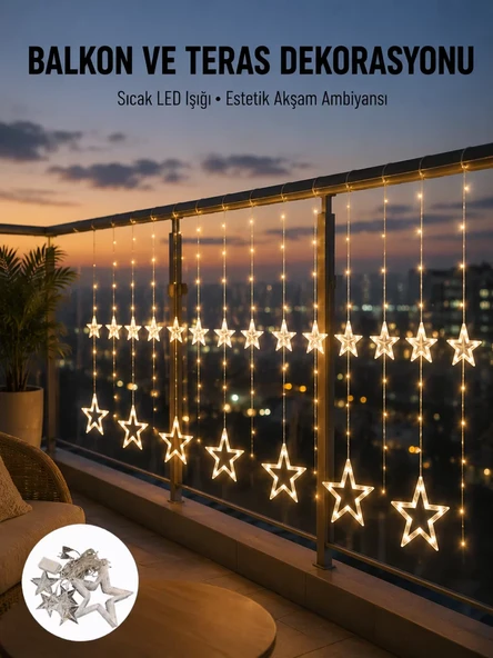 Yıldız Figürlü Perde Peri Led 3x3 Metre Dekoratif Işık Yeni Nesil ürün görseli 1