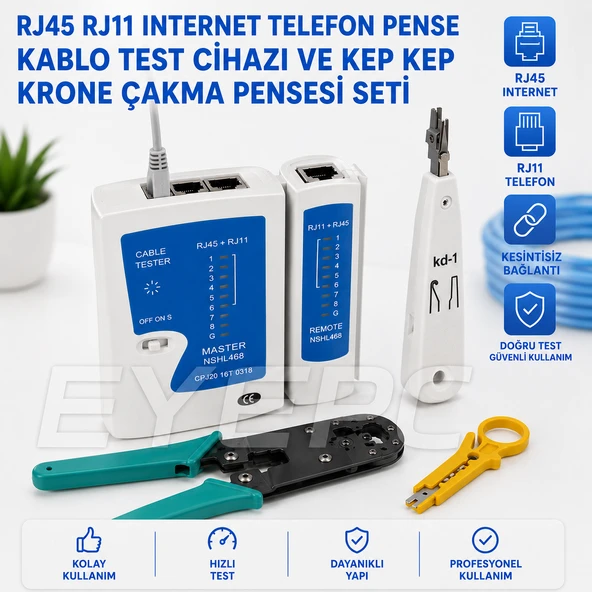 Kablo Soyucusu Pense RJ45 RJ11 Jak Sıkma Pensesi Kablo Test Cihazı Set ürün görseli 1