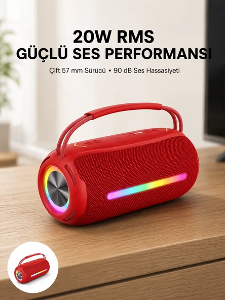 USB/SD/AUX Girişli Hoparlör - 10 W × 2 Çift Sürücü ürün görseli 1