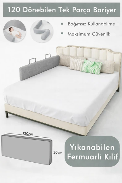 Miralay Yeni Nesil Yatak Bariyeri 120 cm Gri - Boyalı ürün görseli 1