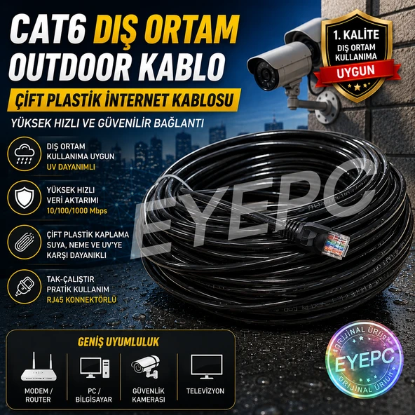 85 mt 85 Metre Internet Kablosu Cat6 Ket 6 Dış Ortam Kalın Dayanıklı ürün görseli 1