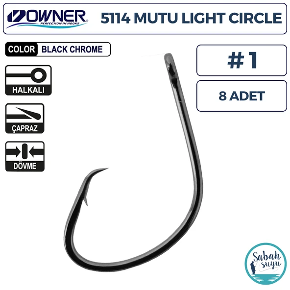 Owner 5114 Mutu Light Circle Delikli İğne #1 (8 Adet) Siyah Krom ürün görseli 1