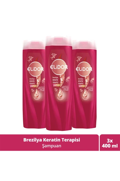 Şampuan Brezilya Keratin Terapisi Hidrolize Keratin Marula Yağı E Vitamini 400 ml X3 ürün görseli 1