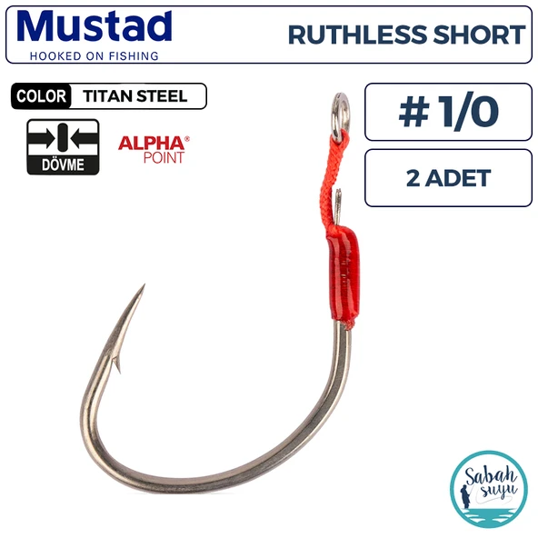 Mustad AS5 AP Ruthless Short Tekli Asist İğne TS #1/0 (2 Adet) ürün görseli 1