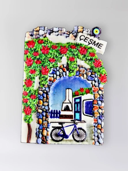 ÇEŞME Polyester Kabartmalı Magnet 5,5 x 7 cm Dekoratif Hediyelik Buzdolabı Süsü (Kod:1568) ürün görseli 1