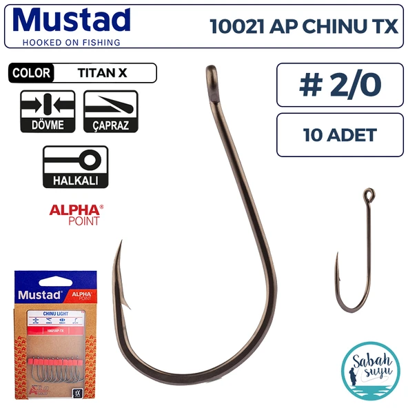 Mustad 10021 AP Chinu Light Delikli Olta İğnesi TX #2/0 (10 Adet) ürün görseli 1
