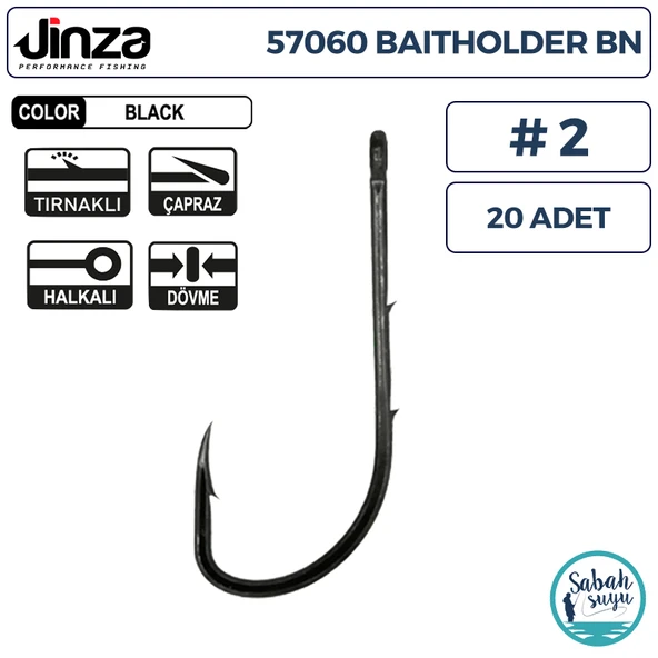 Jinza 57060 Baitholder Tırnaklı Delikli İğne #2 (20 Adet) Siyah ürün görseli 1