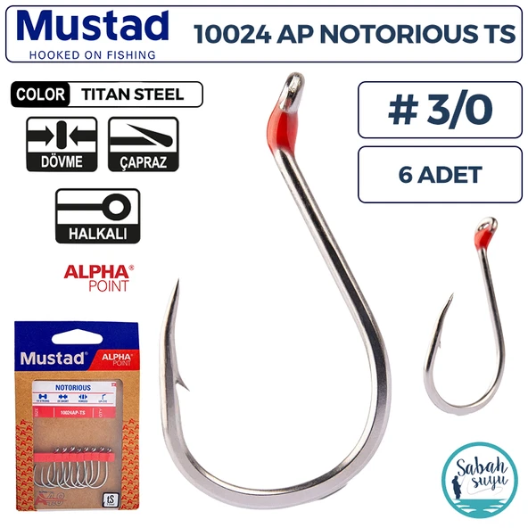 Mustad 10024 AP Notorious Delikli Olta İğnesi TS #3/0 (6 Adet) ürün görseli 1