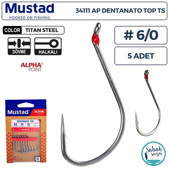 Mustad 34111 AP Dentanato Top Delikli Olta İğnesi TS #6/0 (5 Adet) ürün görseli 1
