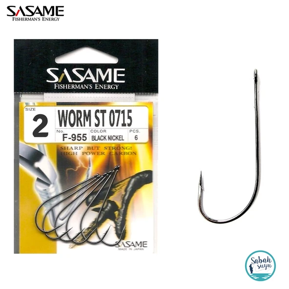 Sasame F-955 Worm Tırnaklı Halkalı İğne #2 (6Ad) Siyah ürün görseli 1