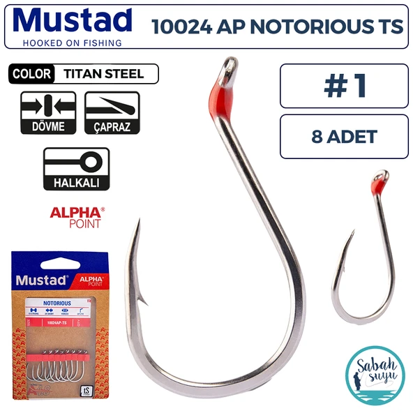 Mustad 10024 AP Notorious Delikli Olta İğnesi TS #1 (8 Adet) ürün görseli 1