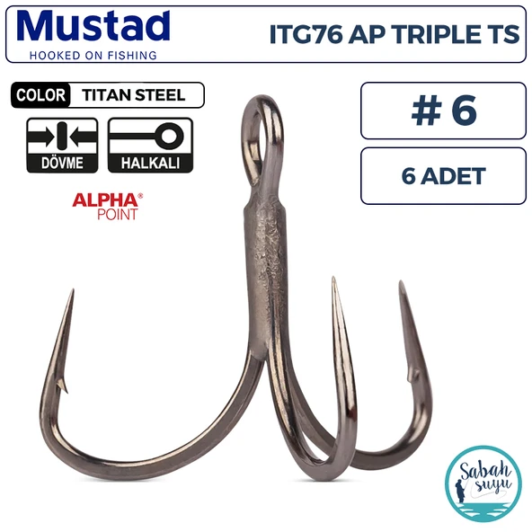 Mustad ITG76AP AP Üçlü İğne TS #6 (6 Adet) ürün görseli 1