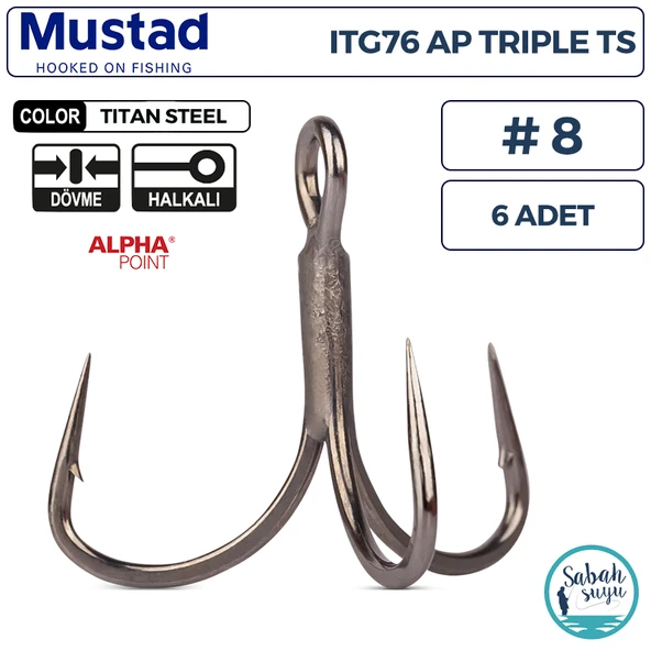 Mustad ITG76AP AP Üçlü İğne TS #8 (6 Adet) ürün görseli 1