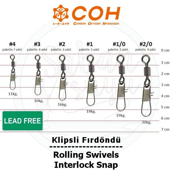COH Klipsli Fırdöndü #2/0 20kg (Interlock Snap) - Resim 2