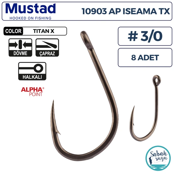 10903 AP Iseama Delikli Olta İğnesi TX #3/0 (8 Adet)