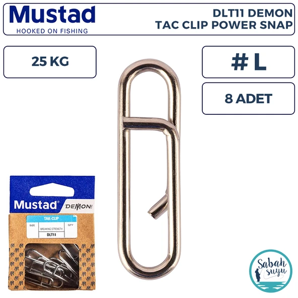 Mustad Demon DLT11 Tak-Clip Power Klips #L 25kg (8 Adet) ürün görseli 1