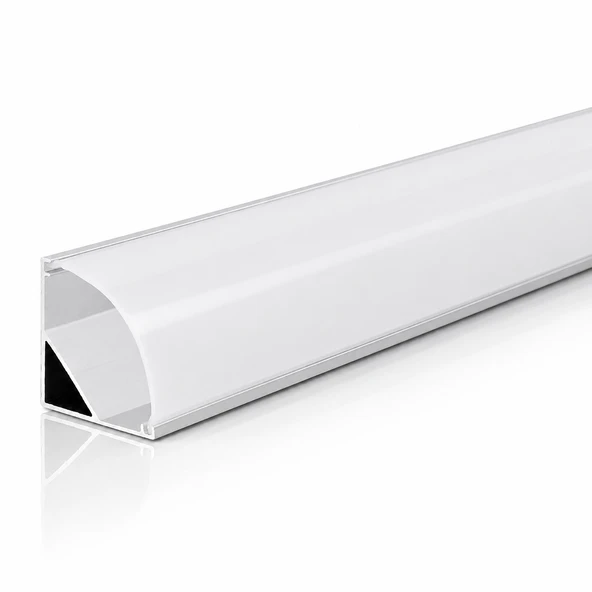Köşe LED Profil Kanal Alüminyum 1mt. sıva üstü Eloksallı 18x18mm Opak Şeffaf Pleksi Kapaklı Yan Kapak Tutucu Şerit Aydınlatma 8987 ürün görseli 1