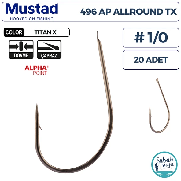 Mustad 496 AP Allround Olta İğnesi TX #1/0 (20 Adet) ürün görseli 1