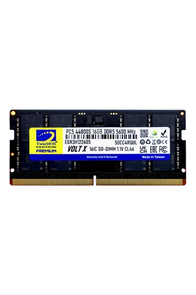 TwinMOS DDR5 16GB 5600MHz CL46 TMD516GB5600S46 Notebook Ram ürün görseli 1