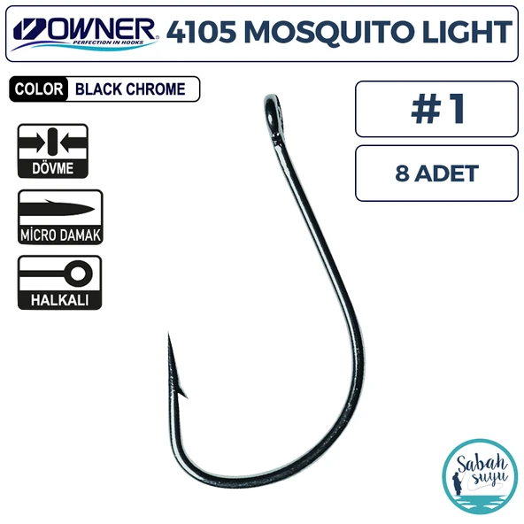 Owner 4105 Mosquito Light Delikli İğne #1 (8 Adet) Siyah ürün görseli 1