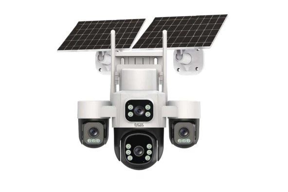 INOX 4 Kameralı X14 Solar Çift Güneş Panelli PTZ Güvenlik Kamerası 1 Yıl Hat Dahil Paket ürün görseli 1