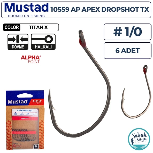 Mustad 10559 AP Apex Dropshot Olta İğnesi TX #1/0 (6 Adet) ürün görseli 1