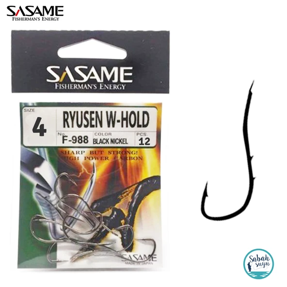Sasame F-988 Ryusen Worm Tırnaklı İğne #4 (12Ad) Siyah ürün görseli 1