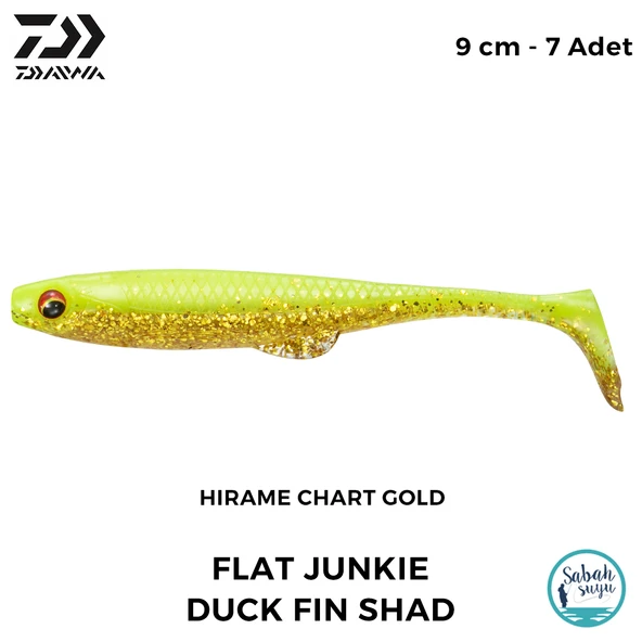 Daiwa FJ Duck Fin Shad 9cm (3.5'') Hirame Chart Gold Silikon Balık (7 Adet) ürün görseli 1