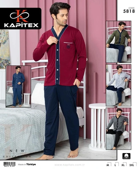 Kapitex 5818 Erkek Uzun Kol Patlı Pijama Takımı ürün görseli 1