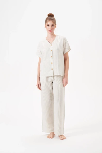 PJS 29098 Kadın Düğmeli Pijama Takım ürün görseli 1