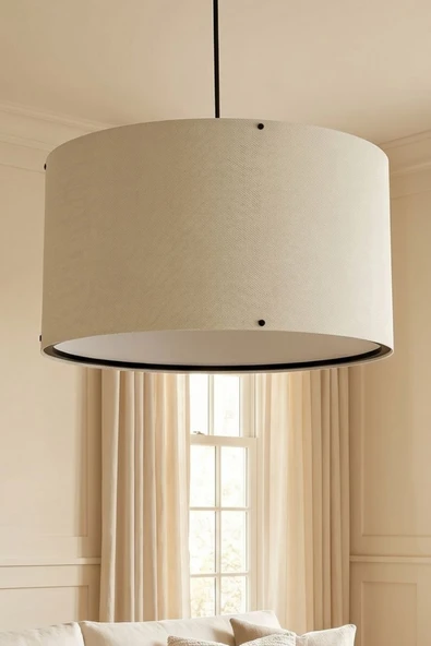 Krem Kumaş Başlıklı Sarkıt Avize 35 CM - Resim 2