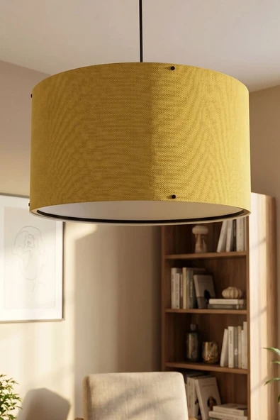 Hardal Kumaş Başlıklı Sarkıt Avize 35 CM - Resim 2