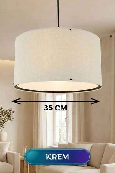 Krem Kumaş Başlıklı Sarkıt Avize 35 CM ürün görseli 1