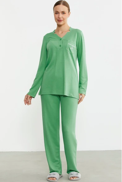Sementa 76438 Yarım Düğmeli Cep Detaylı Pijama Takım ürün görseli 1