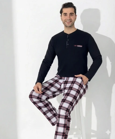 Boyraz 0401 Erkek Uzun Kol Pijama Takımı ürün görseli 1
