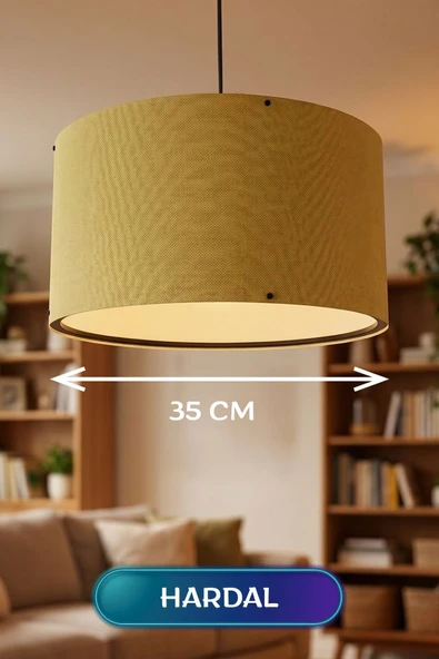 Hardal Kumaş Başlıklı Sarkıt Avize 35 CM ürün görseli 1