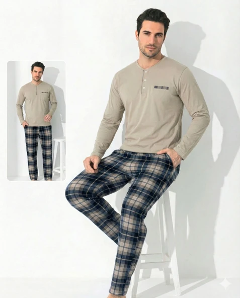 Boyraz 0697 Erkek Uzun Kol Penye Pijama Takımı ürün görseli 1